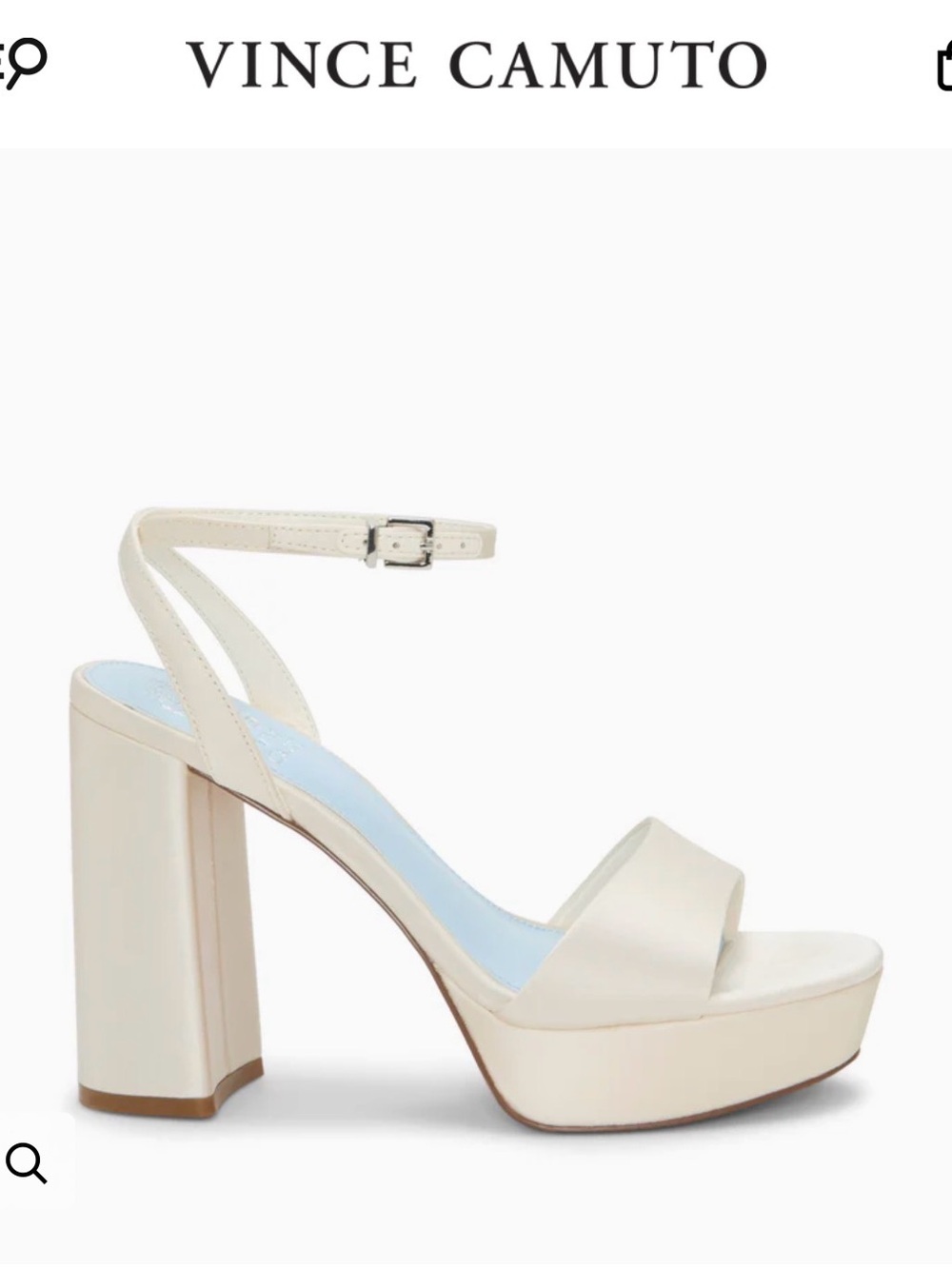 Vince Camuto Cream Platform Block Heel Sandal with Ankle Strap